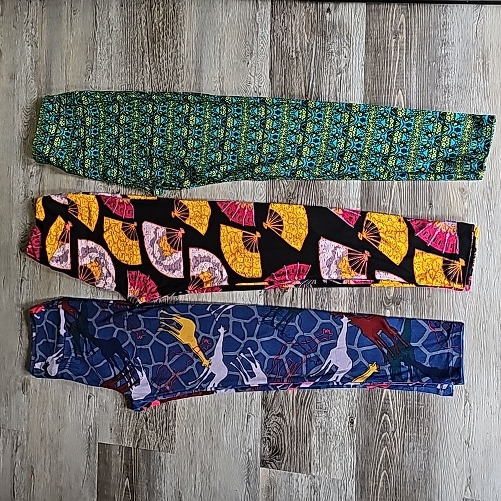 Lularoe‎ Lot of 3 Multi-Color Leggings One Size